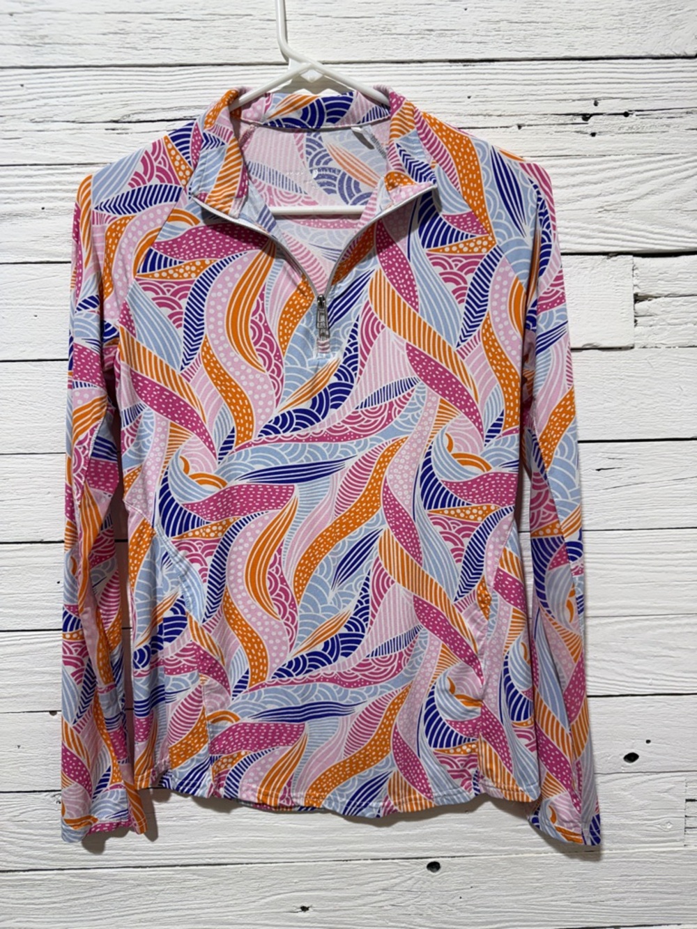 Sport Haley Abstract Curve-Print Top in Pink, Blue & Orange